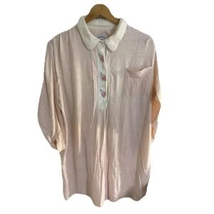 Just Us Nightshirt Womens XL Pink White Striped Soft Girl Romantic Victorian